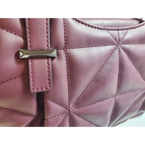Simply Vera Vera Wang Collection Burgandy Quilted Buena Satchel Crossbody Bag - Picture 3 of 16